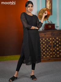 Georgette readymade kurti black with allover chikankari work without pant