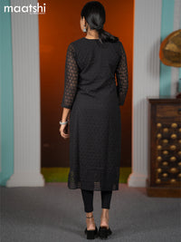 Georgette readymade kurti black with allover chikankari work without pant