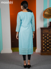 Georgette readymade kurti light blue with allover chikankari work without pant