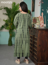 Chiffon readymade kurti green shade and  with tie & dye prints embroidery mirror work neck pattern without pant