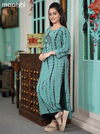 Chiffon readymade kurti blue shade and  with tie & dye prints embroidery mirror work neck pattern without pant